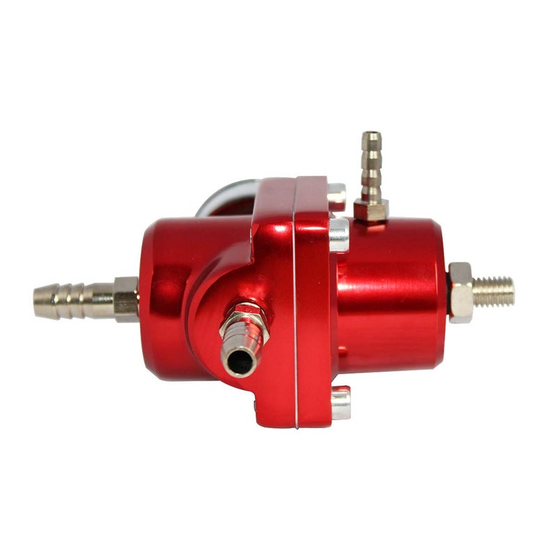 Partschoice Universal Adjustable Fuel Pressure Regulator Kit with 0-140 PSI Gauge Aluminum Gas Oil Injection Pressure Regulator Red FPR - Image 4