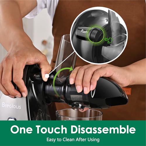BRECIOUS Slow Masticating Juicer,Brecious Cold Press Juicers with 2 Speed Modes & Quiet Motor,Juicers Machines Vegetable and Fruit with Reverse Function,Celery Juicer,BPA-Free,Easy to Clean (Silver) - Image 4