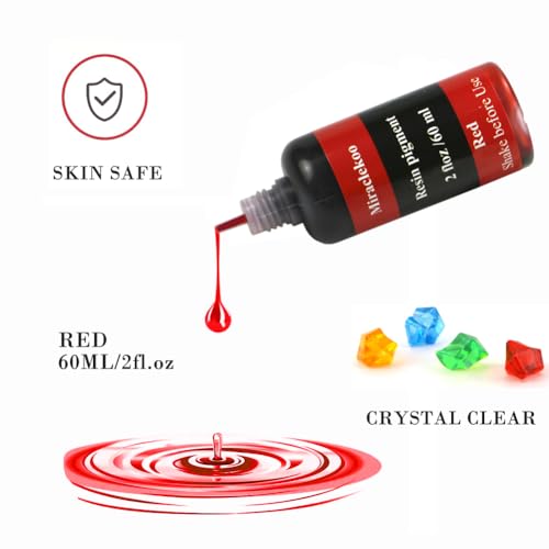 Miraclekoo Red Epoxy Resin Color Dye Colorant Liquid Epoxy Resin Pigment,60ml,Translucent - Image 2