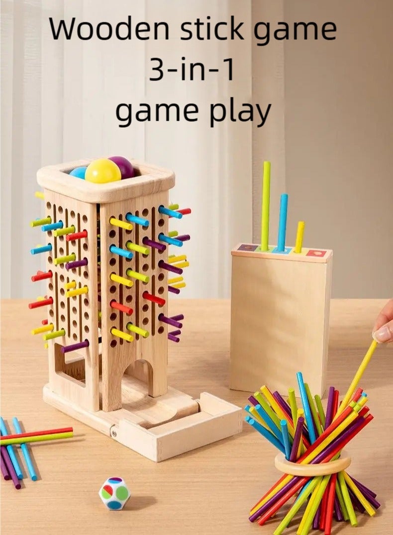 3-in-1 Wooden Stick Balance Game,Kindergarten Two Player Board Game,Thinking Training, Personal Interactive Puzzle Toy,Fun Multiplayer Toy for Kids 3+Years