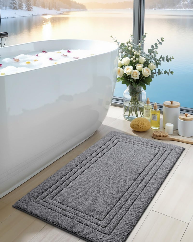 DEXI Bathroom Mat 50 x 80 cm, Non Slip Washable Bathroom Rug, Soft Absorbent Shower Floor Rugs with Rubber Backing, Microfiber Bathmat for Tub, Sink Accessories Decor, Dark Grey - Image 5