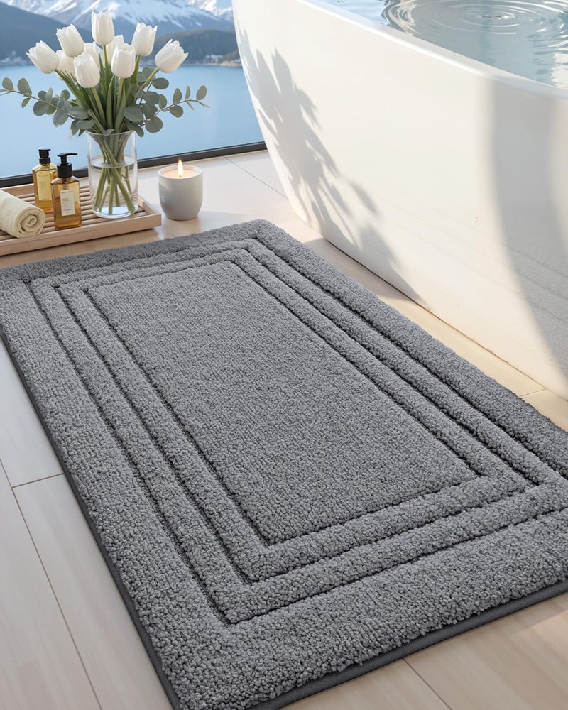 DEXI Bathroom Mat 50 x 80 cm, Non Slip Washable Bathroom Rug, Soft Absorbent Shower Floor Rugs with Rubber Backing, Microfiber Bathmat for Tub, Sink Accessories Decor, Dark Grey - Image 1