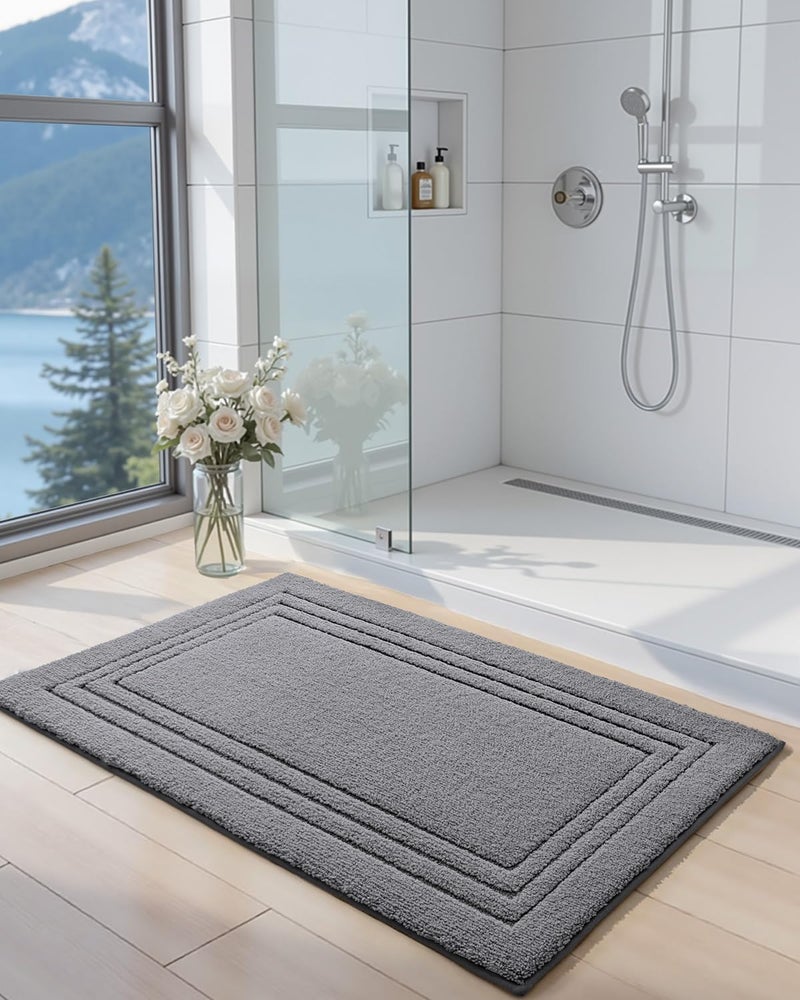 DEXI Bathroom Mat 50 x 80 cm, Non Slip Washable Bathroom Rug, Soft Absorbent Shower Floor Rugs with Rubber Backing, Microfiber Bathmat for Tub, Sink Accessories Decor, Dark Grey - Image 3