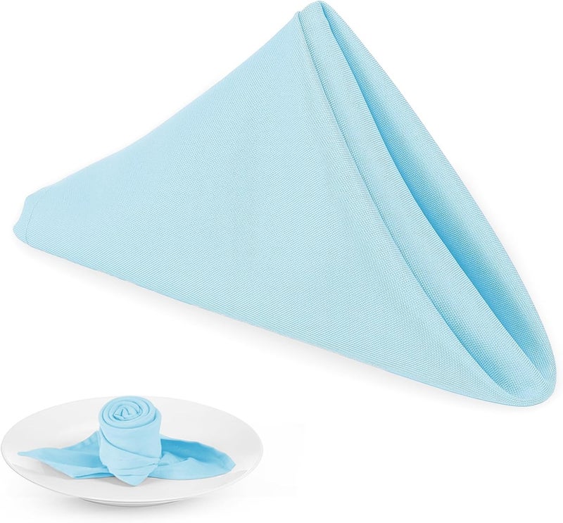 PLOYMONO Baby Blue Heavy Duty Cloth Napkins - 17 x 17 Inch Solid Washable Polyester Dinner Napkins - Set of 8 Napkins with Hemmed Edges - Great for Weddings, Parties, Spring Easter Summer & More - Image 1