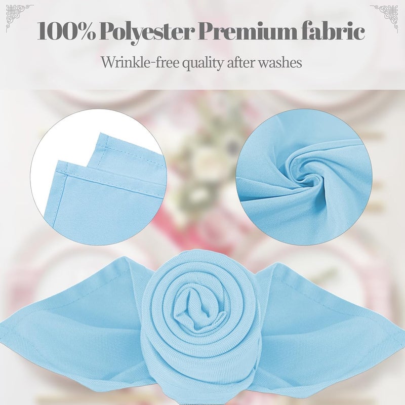 PLOYMONO Baby Blue Heavy Duty Cloth Napkins - 17 x 17 Inch Solid Washable Polyester Dinner Napkins - Set of 8 Napkins with Hemmed Edges - Great for Weddings, Parties, Spring Easter Summer & More - Image 3