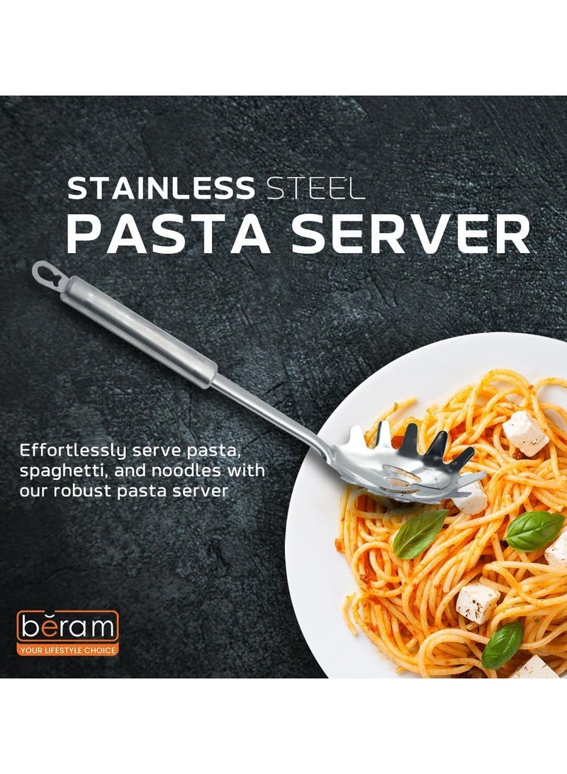 BERAM Pasta Scoop Spatula – Spaghetti Server with Four Leaf Design Handles – Food Grade Kitchen Utensil, Compact Cooking Tool, Mirror Finish Serving Spoon - Image 4
