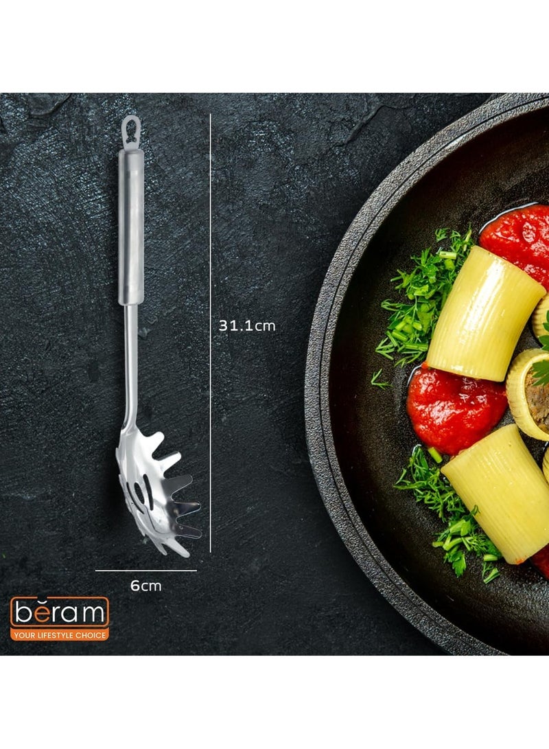 BERAM Pasta Scoop Spatula – Spaghetti Server with Four Leaf Design Handles – Food Grade Kitchen Utensil, Compact Cooking Tool, Mirror Finish Serving Spoon - Image 3