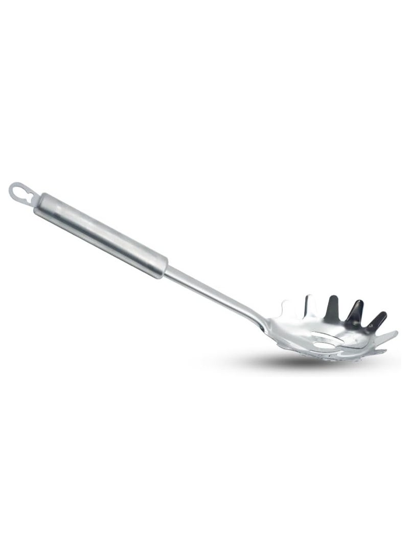 BERAM Pasta Scoop Spatula – Spaghetti Server with Four Leaf Design Handles – Food Grade Kitchen Utensil, Compact Cooking Tool, Mirror Finish Serving Spoon - Image 1