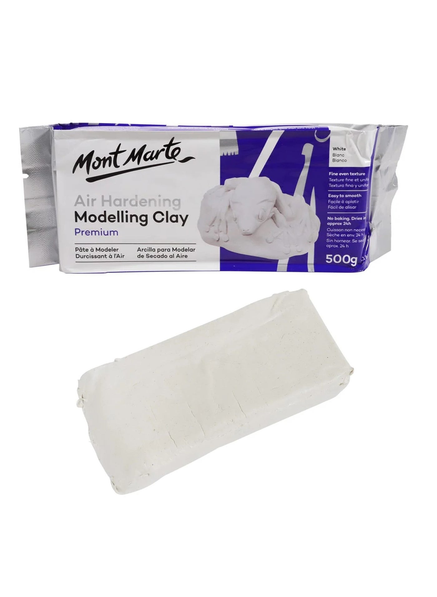 Mont Marte Premium Air Hardening Modelling Clay 500gm Content White