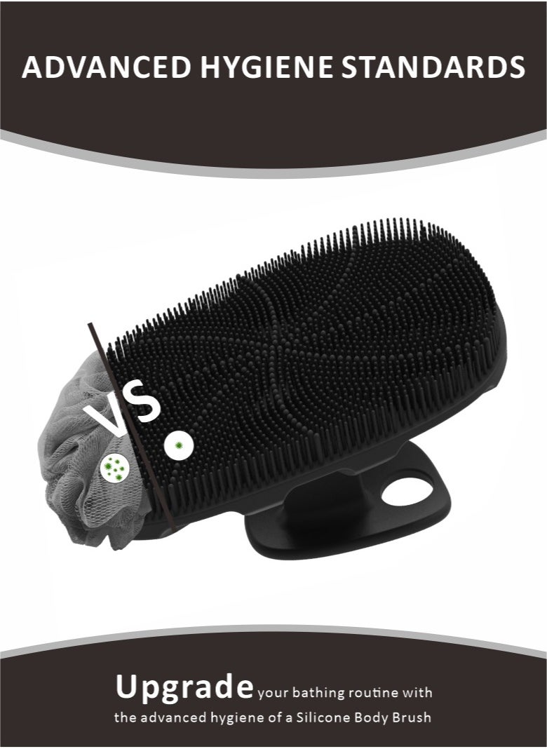 HieerBus - Silicone Body Scrubber Shower Bath Body Brush for Men Women,1 Pack,Black - Image 1