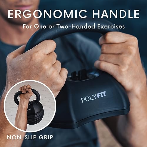 Polyfit Adjustable Kettlebell Set | 30/40/50 lbs | Kettlebell Weights for Home Gym (BLACK - 30 LB) - Image 4