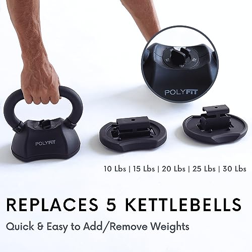 Polyfit Adjustable Kettlebell Set | 30/40/50 lbs | Kettlebell Weights for Home Gym (BLACK - 30 LB) - Image 2
