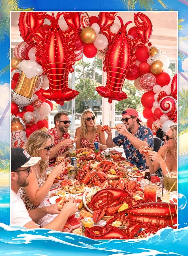 PCTCSHQ 8Pcs Crawfish Balloons Giant Lobster Foil Balloons for Ocean Animal Seafood Shrimp Birthday Party Crawfish Boil Party Decorations - Image 5