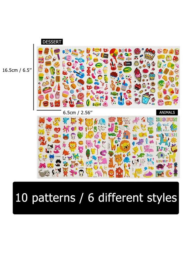 CNYMANY 60 Sheets (1800+) Stickers For Kids Cnymany 3D Puffy Stickers For Scrapbooking Bullet Journal Including Letter Fish Vehicle Number Heart Fruit Dinosaur Butterfly Dessert Animal - Image 4
