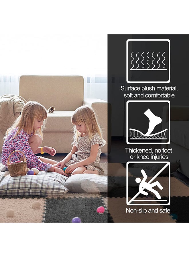 28 thick plush foam floor mats, fluffy square with soft non-slip edges, suitable for room floor areas, carpeted play mats  - Image 4