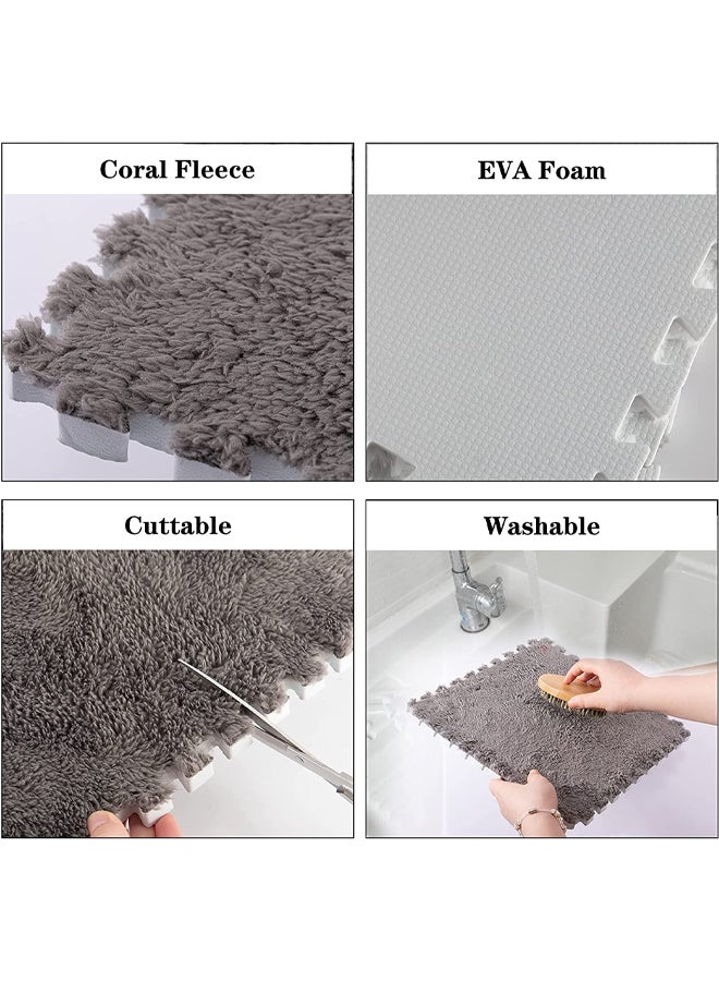 28 thick plush foam floor mats, fluffy square with soft non-slip edges, suitable for room floor areas, carpeted play mats  - Image 3