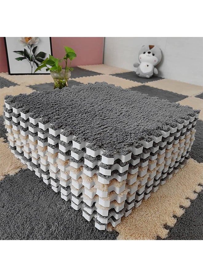28 thick plush foam floor mats, fluffy square with soft non-slip edges, suitable for room floor areas, carpeted play mats  - Image 5