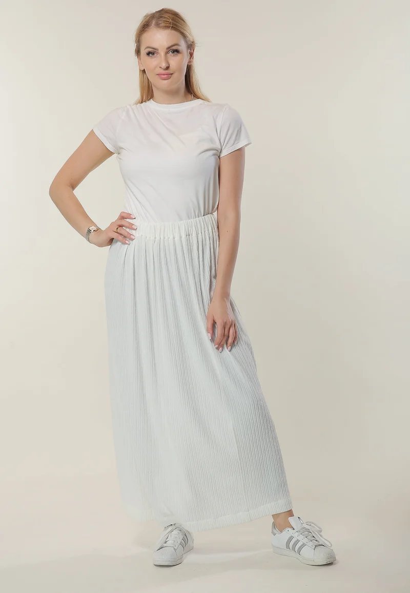 Moistreet Pleated High Waist Maxi Skirt