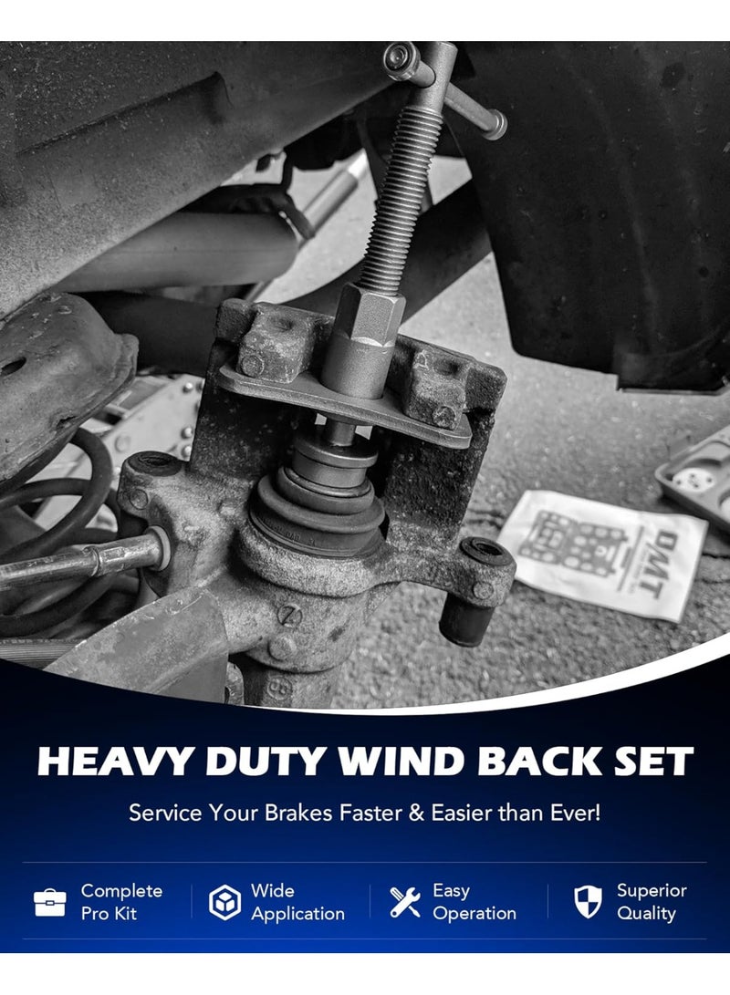 مجموعة أدوات رجوع الهواء لآلة الفرامل، 22 فرسخ فلكي مجموعة أدوات ضغط آلة الفرامل مع مجموعات مسامير دافعة لوحات احتجاز 18 قرصًا مهايئات، أداة فرجار مع حقيبة، أسود - Image 2