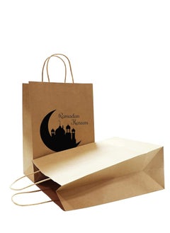 PRINTSHOP4ME 25Pcs Ramadan Kareem Kraft Brown Paper Gift Bags With Twisted Paper Handle Eco-Friendly ReUseable Biodegradeable Bags -Shopping Bag  - Image 3