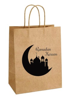 PRINTSHOP4ME 25Pcs Ramadan Kareem Kraft Brown Paper Gift Bags With Twisted Paper Handle Eco-Friendly ReUseable Biodegradeable Bags -Shopping Bag  - Image 1