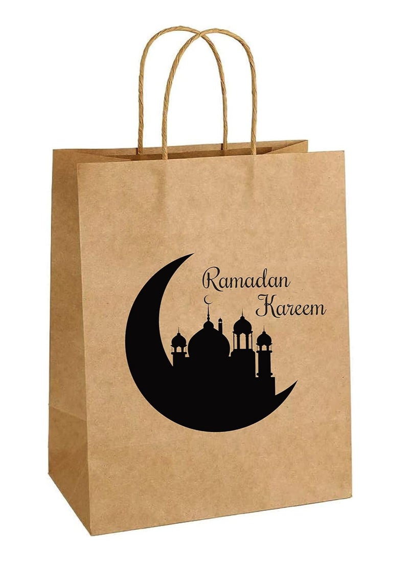 PRINTSHOP4ME 25Pcs Ramadan Kareem Kraft Brown Paper Gift Bags With Twisted Paper Handle Eco-Friendly ReUseable Biodegradeable Bags -Shopping Bag  - Image 1