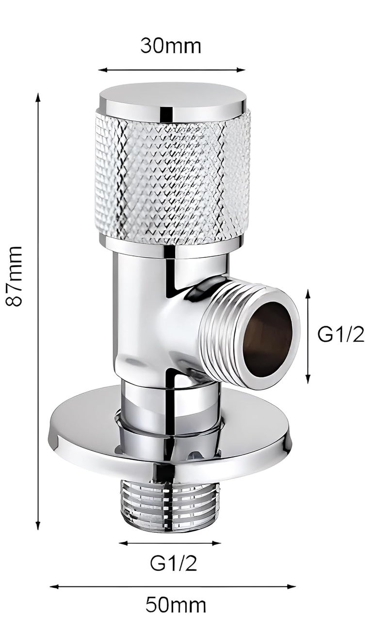 Carnival Chrome Angle CockChrome Angle Valve For Geyser Washbasin and Bathroom With Wall Flange Angular Stop Cock Tap Faucet Premium Chrome Finish Pack of 2 - Image 3