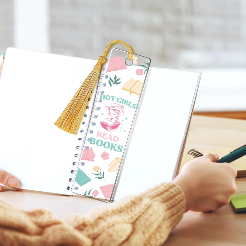 AFRITEE UV DTF Bookmark Wraps - 24 Sheets Books and Flowers Acrylic Blank Bookmark Duble Sided Stickers, Hot Girls Read Books Uvdtf Decals DIY Transparent Bookmark Crafts Decoration Gift for Women - Image 3