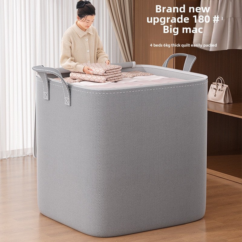 Quilt Storage Bag Household Large-Capacity Extra-Large Wardrobe Clothing Organization Quilt Moving Storage Basket Bag Artifact(180#-oatmeal) - Image 3