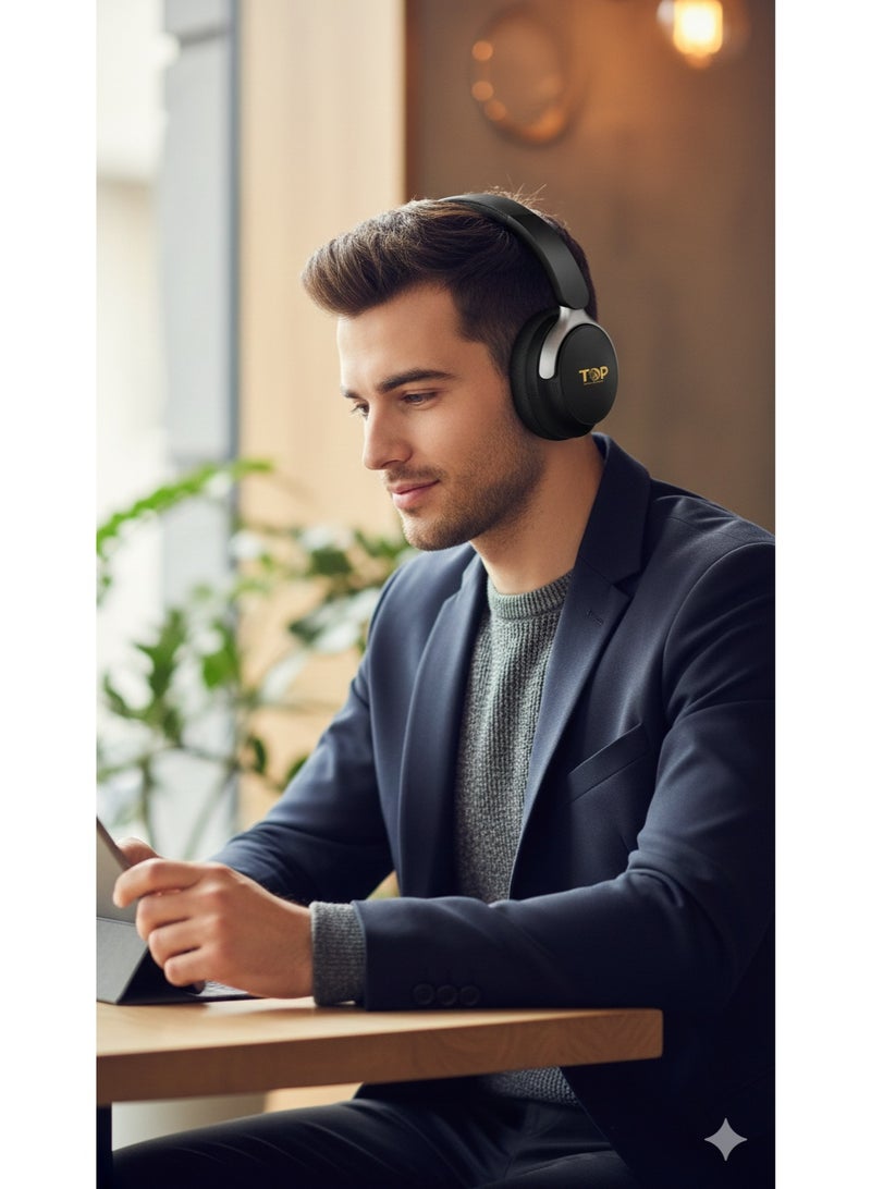 TOP T4001 Bluetooth Headset with Microphone – Noise Cancellation, 8H Playtime, 3.5mm Jack, TF Card Support, Powerful Bass - Image 2