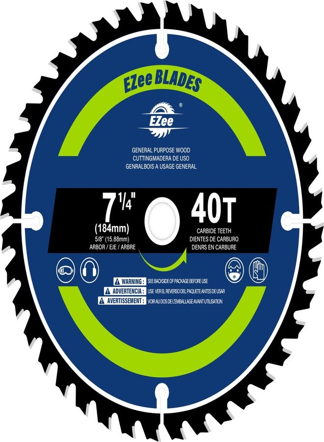 EZee 7-1/4 Inch 40 Teeth with 5/8 Inch Arbor Circular Saw Blades,0.06 Inch Thin Kerf,Tungsten Carbide Tipped(TCT) ATB Teeth Fine Finish for Various Wood Cutting,Framing,Max RPM 7000(1-Pack) - Image 1