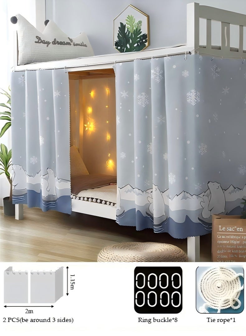 JUNYOUK 2 Pcs Private Bed Curtain At The Bottom Of The Bunk Bed, Breathable And Dustproof Single Bed Blackout Curtain, Dormitory Family Bed Curtain, Can Cover 3 Sides - Image 2