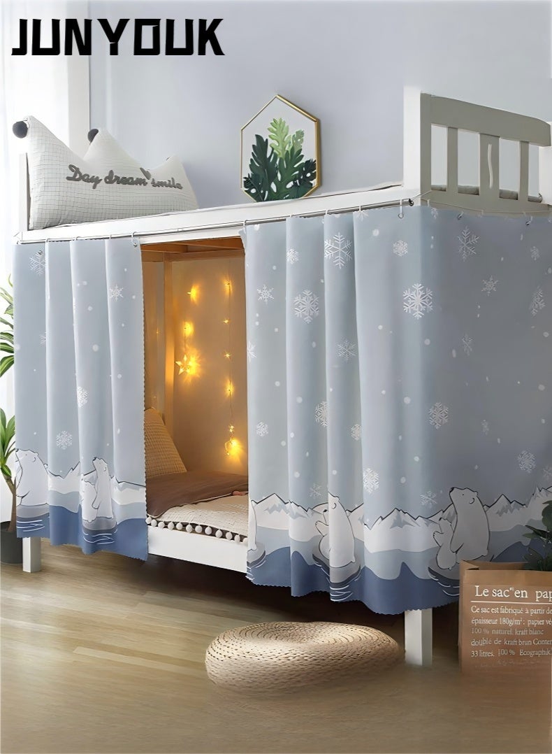 JUNYOUK 2 Pcs Private Bed Curtain At The Bottom Of The Bunk Bed, Breathable And Dustproof Single Bed Blackout Curtain, Dormitory Family Bed Curtain, Can Cover 3 Sides - Image 1
