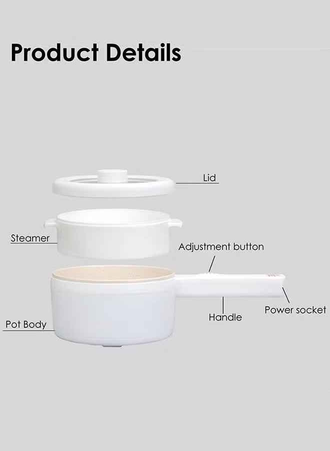 موش قدر كهربائي صغير 2 لتر مع طبّاخ بالبخار – تحكم بدرجة الحرارة وحماية من ارتفاع الحرارة، مثالي للسكنات الجامعية والمكاتب والطهي أثناء التنقل - Image 2