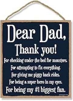 Honey Dew Gifts Honey Dew Gifts Love Sign, Dear Dad Thank You 10 inch by 10 inch Hanging Wall Decor, Decorative Wood Sign, Best Dad Gifts, 75808 