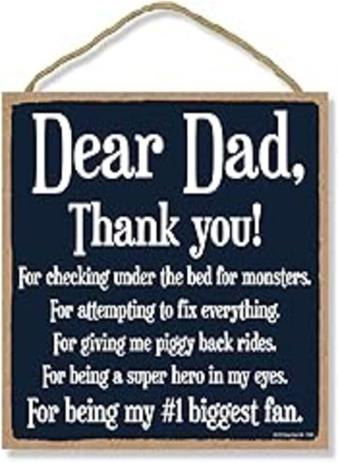 Honey Dew Gifts Honey Dew Gifts Love Sign, Dear Dad Thank You 10 inch by 10 inch Hanging Wall Decor, Decorative Wood Sign, Best Dad Gifts, 75808 