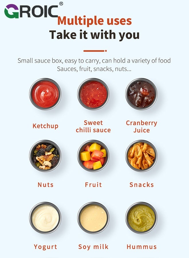 GROIC 6 Pcs 50ml Salad Dressing Container To Go, Small Stainless Steel Sauce Cups with Leakproof Silicone Lids, Condiment Containers with Lids, Reusable Sauce Containers for Lunch Boxes, Travel - Image 5