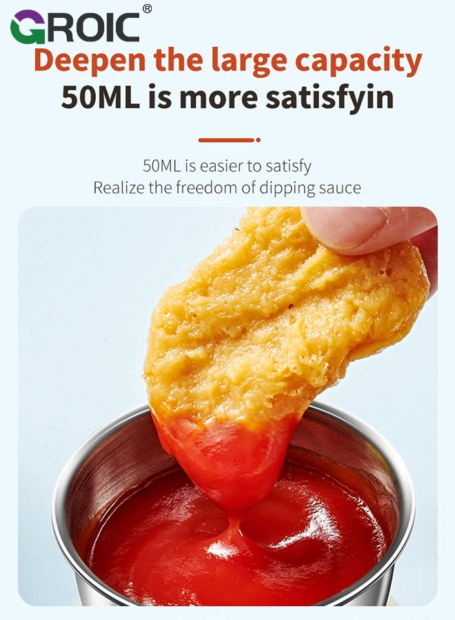 GROIC 6 Pcs 50ml Salad Dressing Container To Go, Small Stainless Steel Sauce Cups with Leakproof Silicone Lids, Condiment Containers with Lids, Reusable Sauce Containers for Lunch Boxes, Travel - Image 4