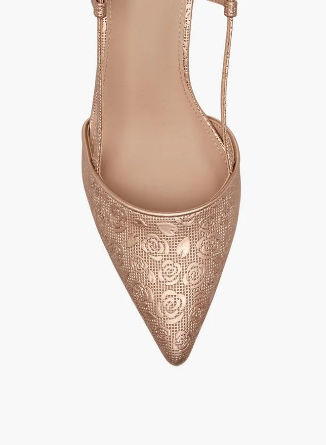 Flora Bella By Shoexpress ROSE GOLD Flora Bella Women Flared Heel Slingback Shoes for Women | Best Price UAE