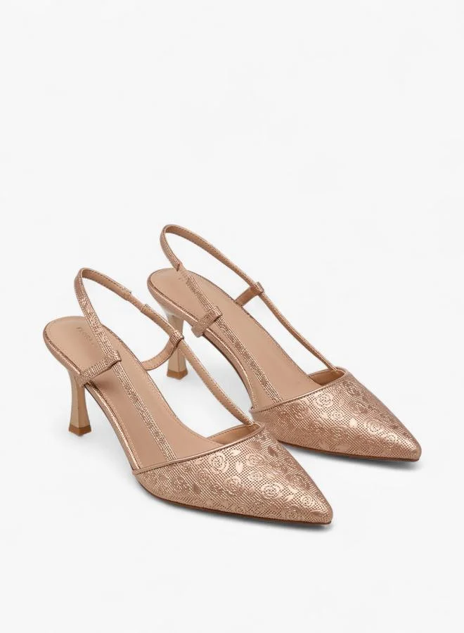 Flora Bella By Shoexpress ROSE GOLD Flora Bella Women Flared Heel Slingback Shoes for Women | Best Price UAE