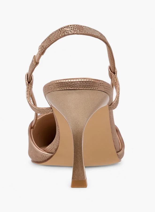 Flora Bella By Shoexpress ROSE GOLD Flora Bella Women Flared Heel Slingback Shoes for Women | Best Price UAE