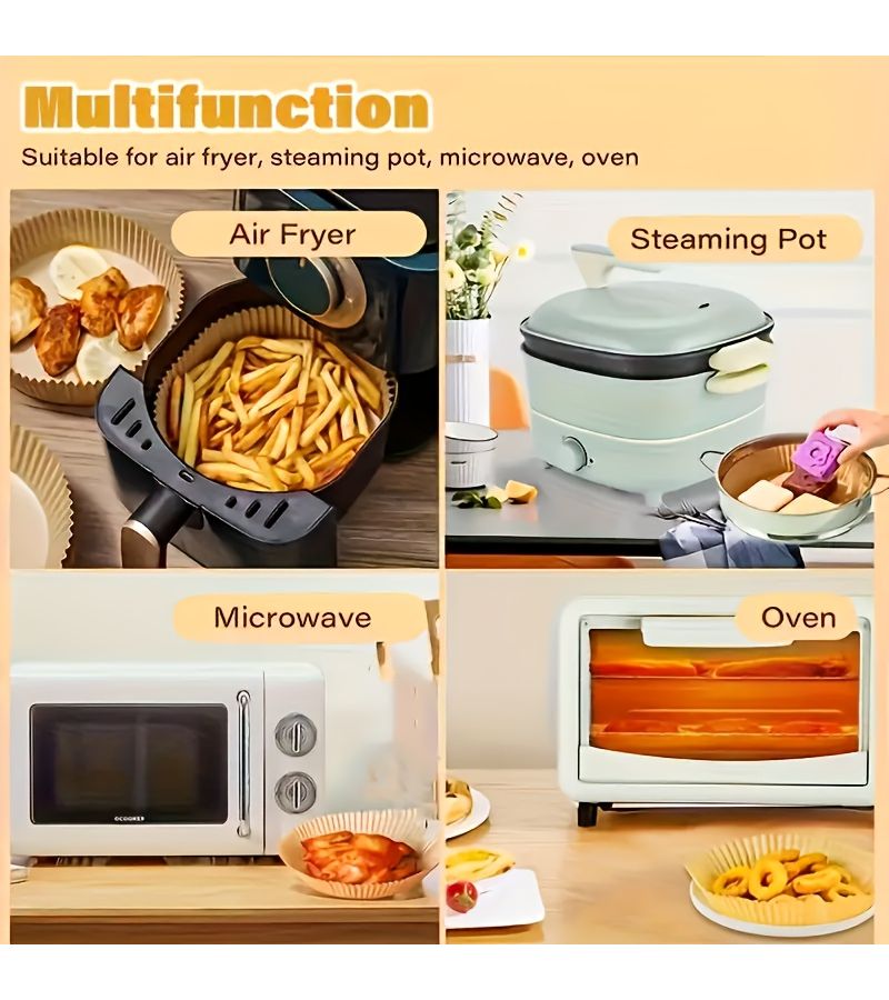 70 Pieces Disposable Air Fryer Liners Non Stick Baking Paper For Frying Microwaving - Image 4