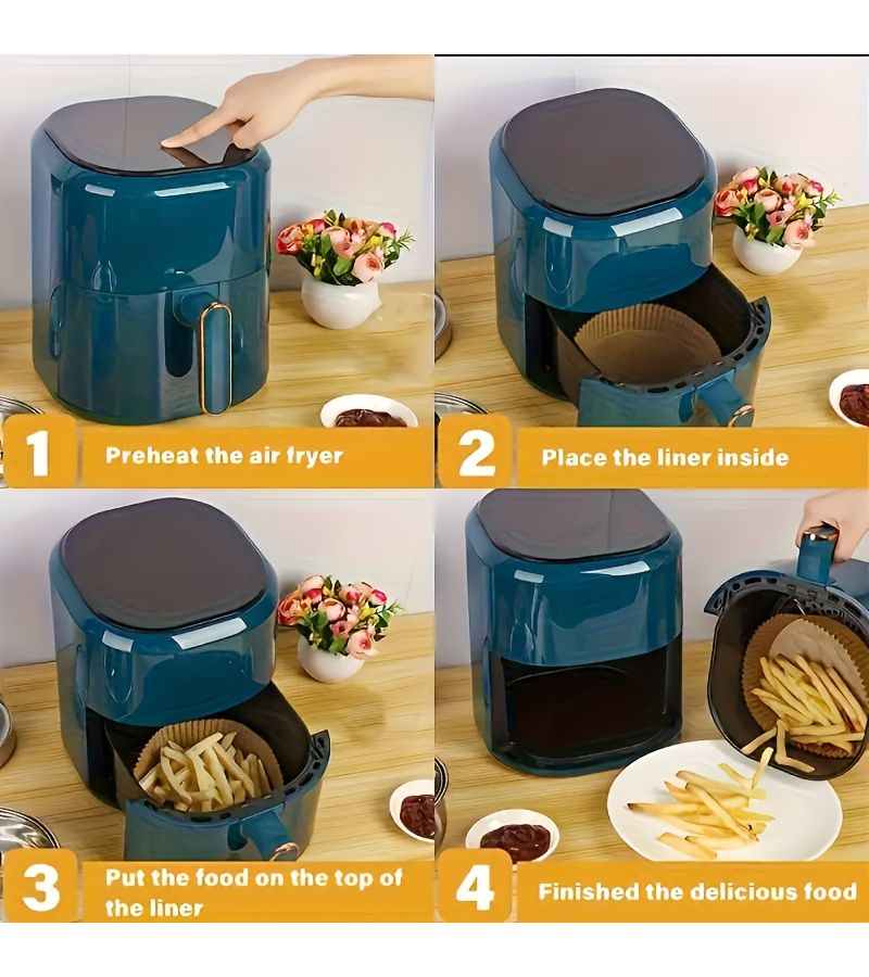 70 Pieces Disposable Air Fryer Liners Non Stick Baking Paper For Frying Microwaving - Image 5