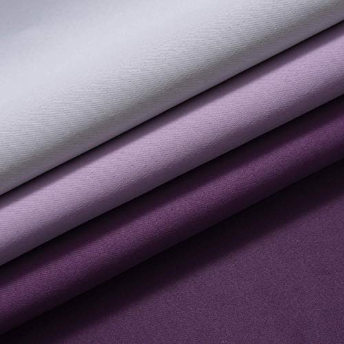 SimpleHome Rod Pocket Ombre Room Darkening Curtains for Bedroom, Light Blocking Gradient Purple and Greyish White Thermal Insulated Curtains Drapes for Living Room,2 Panels, 52x84 inches Length - Image 5