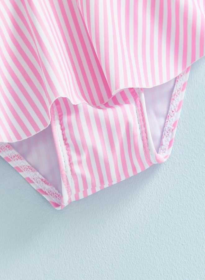 Nyapruwe Baby Girl Swimsuit Infant One Piece Swimwear Toddler Sleeveless Skirt Bathing Suit Summer Beach Swim Suits (Three Bows, 0-3 Months) - Image 2