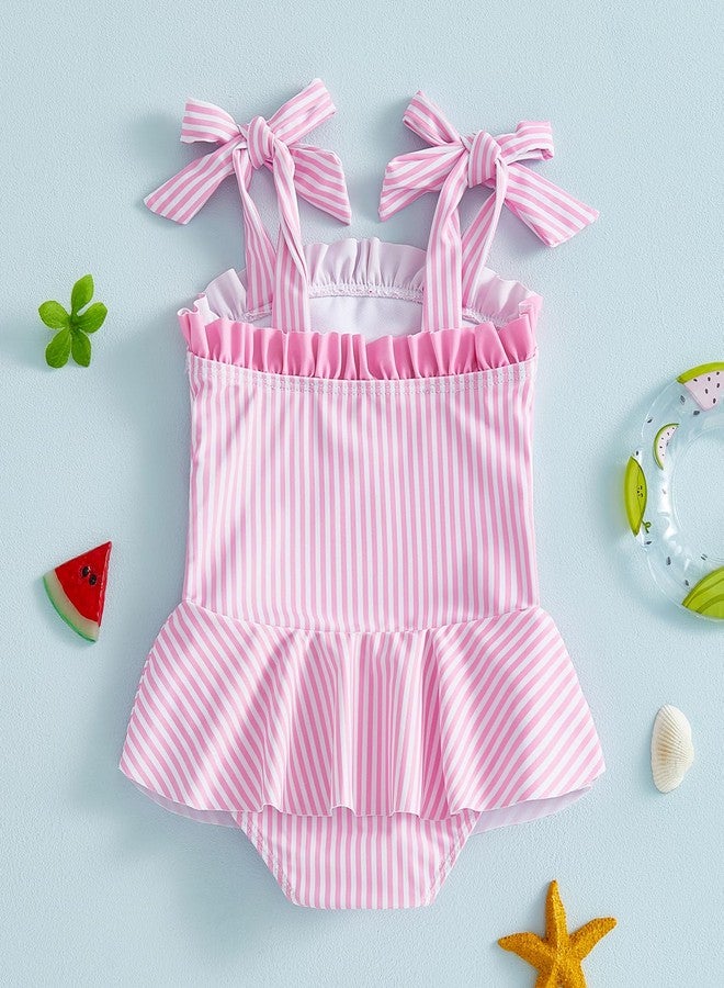 Nyapruwe Baby Girl Swimsuit Infant One Piece Swimwear Toddler Sleeveless Skirt Bathing Suit Summer Beach Swim Suits (Three Bows, 0-3 Months) - Image 3