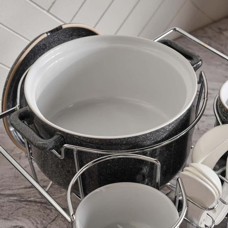 Pan Home طقم حساء بيتروبيلا من الخزف - رمادي داكن - Image 5