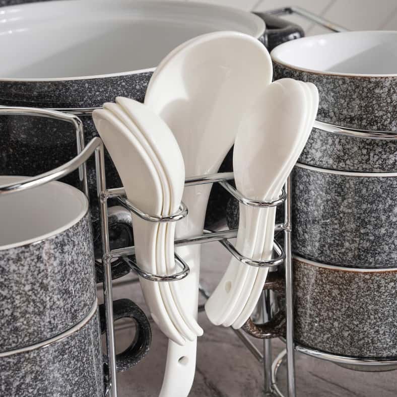 Pan Home طقم حساء بيتروبيلا من الخزف - رمادي داكن - Image 4