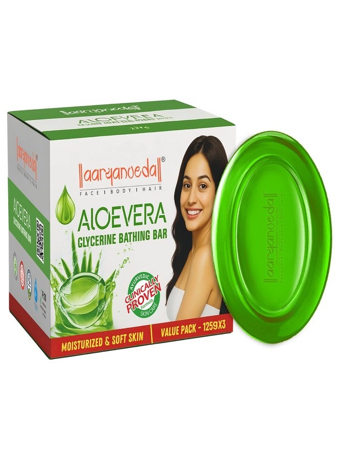 Aryanveda Aloe Vera & Glycerine Bathing Soap Bar 125g (Pack of 3) | For Glowing, Soft & Nourished Skin | Unisex Body Soap - For Men & Women - Image 1