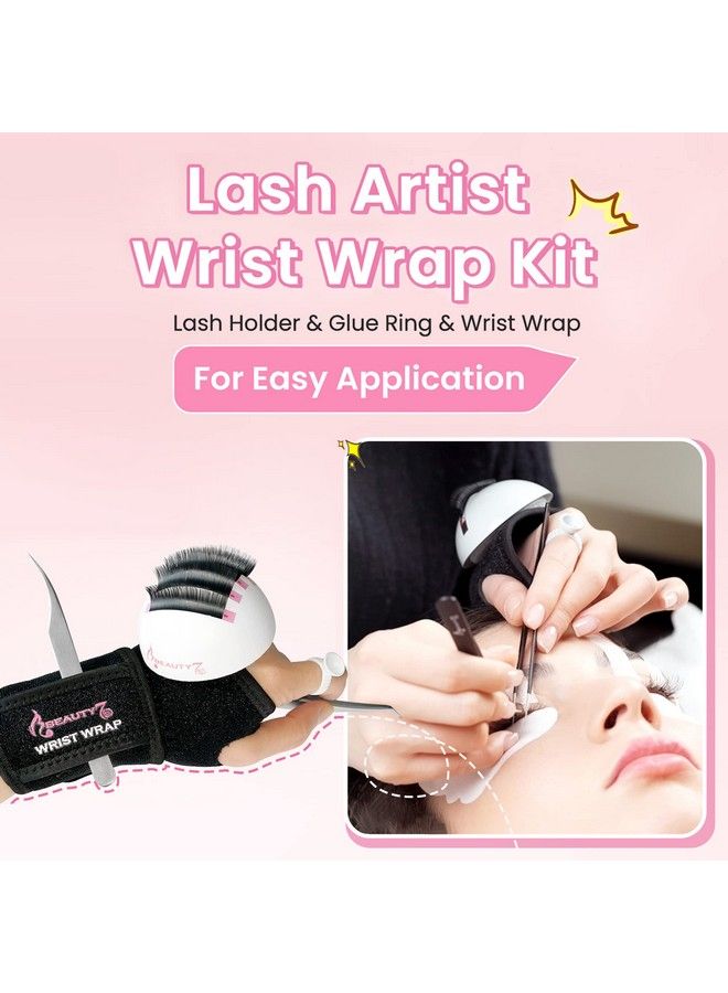 Beauty7 Large Volume Eyelash Extension Hemisphere Dome Holder Stand Base With Upgraded Hand Wrist Tool Strip Wrap Pallet Glue Ring Kit For False Lashes Eye Lash - Image 3
